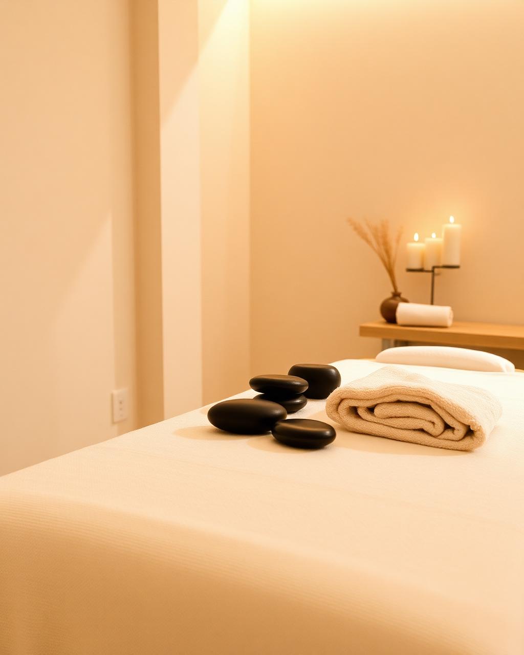 Hot stone massage setup